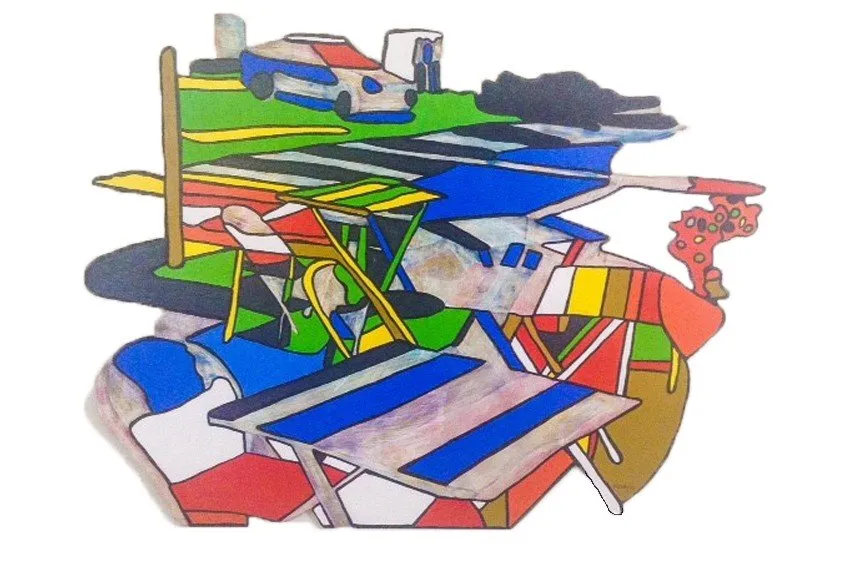 Studio shot of cut-out painting 'Take a Seat' #3 (South Melbourne)